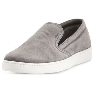 PRADA 🔥Grey suede slip on sneaker